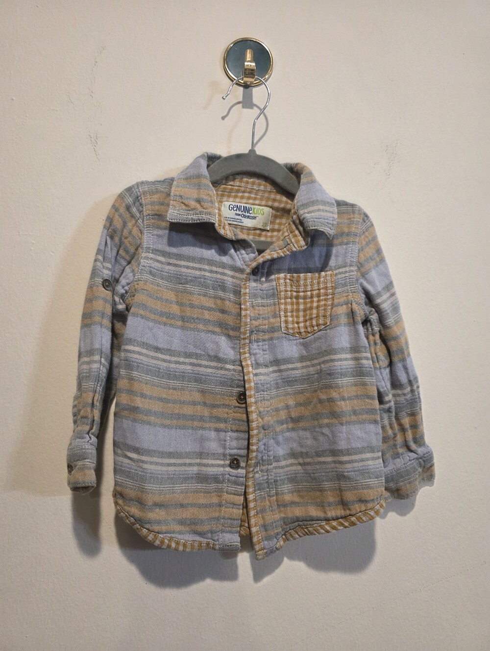 OshKosh B'gosh Light Blue & Tan Striped Button-Down Shirt 2t